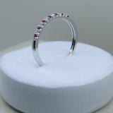 0.15 Carat (ctw) 10k White Gold Round Ruby & White Diamond Ladies Anniversary Wedding Band Stackable Ring
