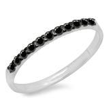 0.20 Carat (ctw) 14k White Gold Round Black Diamond Ladies Anniversary Wedding Ring Stackable Band 1/5 CT