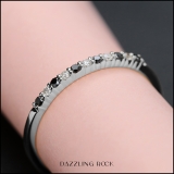 0.20 Carat (ctw) 14k White Gold Round Black & White Diamond Ladies Anniversary Wedding Ring Stackable Band 1/5 CT