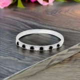 0.20 Carat (ctw) 14k White Gold Round Black & White Diamond Ladies Anniversary Wedding Ring Stackable Band 1/5 CT