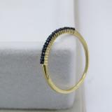 0.20 Carat (ctw) 10k Yellow Gold Round Blue Sapphire Ladies Anniversary Wedding Ring Stackable Band 1/5 CT