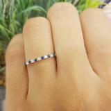 0.20 Carat (ctw) 10k White Gold Round Blue Sapphire & White Diamond Ladies Anniversary Wedding Ring Stackable Band 1/5 CT