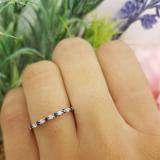 0.20 Carat (ctw) 10k White Gold Round Blue Sapphire & White Diamond Ladies Anniversary Wedding Ring Stackable Band 1/5 CT
