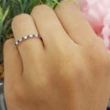 0.20 Carat (ctw) 10k White Gold Round Blue Sapphire & White Diamond Ladies Anniversary Wedding Ring Stackable Band 1/5 CT