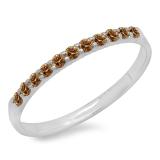 0.20 Carat (ctw) 10k White Gold Round Champagne Diamond Ladies Anniversary Wedding Ring Stackable Band 1/5 CT