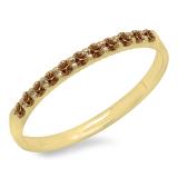 0.20 Carat (ctw) 10k Yellow Gold Round Champagne Diamond Ladies Anniversary Wedding Ring Stackable Band 1/5 CT