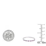 0.20 Carat (ctw) 14k White Gold Round Pink Sapphire & White Diamond Ladies Anniversary Wedding Ring Stackable Band 1/5 CT