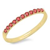 0.20 Carat (ctw) 14k Yellow Gold Round Ruby Ladies Anniversary Wedding Ring Stackable Band 1/5 CT