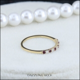 0.20 Carat (ctw) 18k Yellow Gold Round Ruby & White Diamond Ladies Anniversary Wedding Ring Stackable Band 1/5 CT