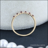 0.20 Carat (ctw) 18k Yellow Gold Round Ruby & White Diamond Ladies Anniversary Wedding Ring Stackable Band 1/5 CT