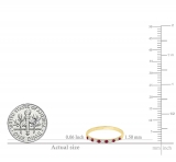 0.20 Carat (ctw) 18k Yellow Gold Round Ruby & White Diamond Ladies Anniversary Wedding Ring Stackable Band 1/5 CT