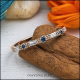0.25 Carat (ctw) 10K Rose Gold Round & Baguette Cut Blue & White Diamond Ladies Milgrain Anniversary Wedding Band 1/4 CT