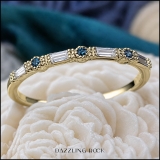 0.25 Carat (ctw) 10K Yellow Gold Round & Baguette Cut Blue & White Diamond Ladies Milgrain Anniversary Wedding Band 1/4 CT