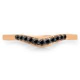 0.11 Carat (ctw) 10K Rose Gold Round Cut Black Diamond Ladies Anniversary Wedding Stackable Contour Guard Band
