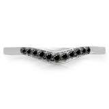 0.11 Carat (ctw) 10K White Gold Round Cut Black Diamond Ladies Anniversary Wedding Stackable Contour Guard Band