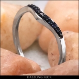 0.11 Carat (ctw) 18K White Gold Round Cut Blue Sapphire Ladies Anniversary Wedding Stackable Contour Guard Band