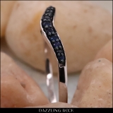 0.11 Carat (ctw) 18K White Gold Round Cut Blue Sapphire Ladies Anniversary Wedding Stackable Contour Guard Band