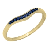 0.11 Carat (ctw) 18K Yellow Gold Round Cut Blue Sapphire Ladies Anniversary Wedding Stackable Contour Guard Band