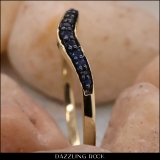 0.11 Carat (ctw) 18K Yellow Gold Round Cut Blue Sapphire Ladies Anniversary Wedding Stackable Contour Guard Band