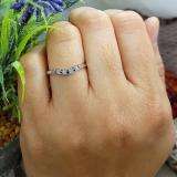 0.11 Carat (ctw) 14K White Gold Round Cut Blue Sapphire & White Diamond Ladies Anniversary Wedding Stackable Contour Guard Band
