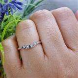 0.11 Carat (ctw) 14K White Gold Round Cut Blue Sapphire & White Diamond Ladies Anniversary Wedding Stackable Contour Guard Band