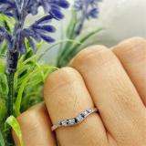 0.11 Carat (ctw) 14K White Gold Round Cut Blue Sapphire & White Diamond Ladies Anniversary Wedding Stackable Contour Guard Band