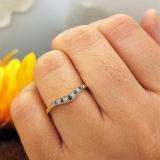 0.11 Carat (ctw) 14K Yellow Gold Round Cut Blue Sapphire & White Diamond Ladies Anniversary Wedding Stackable Contour Guard Band