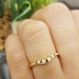 0.11 Carat (ctw) 14K Yellow Gold Round Cut Blue Sapphire & White Diamond Ladies Anniversary Wedding Stackable Contour Guard Band