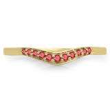 0.11 Carat (ctw) 14K Yellow Gold Round Cut Ruby Ladies Anniversary Wedding Stackable Contour Guard Band
