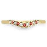 0.11 Carat (ctw) 10K Yellow Gold Round Cut Ruby & White Diamond Ladies Anniversary Wedding Stackable Contour Guard Band