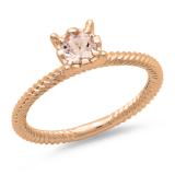 0.40 Carat (ctw) 18K Rose Gold Round Cut Morganite Ladies Bridal Solitaire Engagement Ring