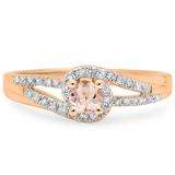 0.45 Carat (ctw) 18K Rose Gold Round Cut Morganite & White Diamond Ladies Twisted Split Shank Bridal Engagement Ring 1/2 CT