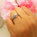 0.50 Carat (ctw) 10K White Gold Round Blue & White Diamond & Blue Sapphire Ladies Swirl Bridal Engagement Ring Set 1/2 CT
