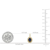 1.00 Carat (ctw) Kate Middleton Diana Replica 10K Yellow Gold Real Round Citrine With Real Oval Blue Sapphire Ladies Pendant