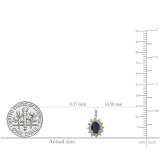1.00 Carat (ctw) Kate Middleton Diana Replica 14K White Gold Real Round Citrine With Real Oval Blue Sapphire Ladies Pendant