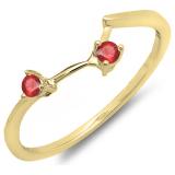 0.10 Carat (ctw) 14K Yellow Gold Round Ruby Ladies Anniversary Wedding Ring Matching Guard Band 1/10 CT