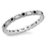 0.40 Carat (ctw) 18K White Gold Round & Baguette Black & White Diamond Ladies Vintage Style Anniversary Wedding Eternity Band Stackable Ring