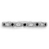 0.40 Carat (ctw) 18K White Gold Round & Baguette Black & White Diamond Ladies Vintage Style Anniversary Wedding Eternity Band Stackable Ring
