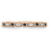 0.40 Carat (ctw) 14K Rose Gold Round & Baguette Blue & White Diamond Ladies Vintage Style Anniversary Wedding Eternity Band Stackable Ring