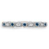 0.40 Carat (ctw) 14K White Gold Round & Baguette Blue & White Diamond Ladies Vintage Style Anniversary Wedding Eternity Band Stackable Ring