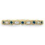 0.40 Carat (ctw) 14K Yellow Gold Round & Baguette Blue & White Diamond Ladies Vintage Style Anniversary Wedding Eternity Band Stackable Ring