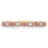 0.40 Carat (ctw) 10K Rose Gold Round & Baguette Pink sapphire & White Diamond Ladies Vintage Style Anniversary Wedding Eternity Band Stackable Ring