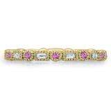 0.40 Carat (ctw) 10K Yellow Gold Round & Baguette Pink sapphire & White Diamond Ladies Vintage Style Anniversary Wedding Eternity Band Stackable Ring