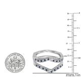0.30 Carat (ctw) 10K White Gold Round Blue Sapphire & White Diamond Ladies Anniversary Wedding Band Enhancer Guard Double Ring 1/3 CT