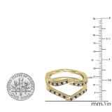 0.30 Carat (ctw) 18K White Gold Round Blue Sapphire & White Diamond Ladies Anniversary Wedding Band Enhancer Guard Double Ring 1/3 CT