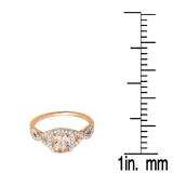 1.00 Carat (ctw) 10K Rose Gold Round Morganite & White Diamond Ladies Swirl Split Shank Halo Engagement Ring 1 CT