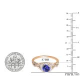 1.00 Carat (ctw) 14K Rose Gold Round Tanzanite & White Diamond Ladies Swirl Split Shank Halo Engagement Ring 1 CT