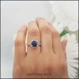 1.75 Carat (ctw) 10K White Gold Cushion Cut Blue Sapphire & Round Cut White Diamond Ladies Bridal Halo Engagement Ring With Matching Band Set 1 3/4 CT