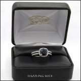 1.75 Carat (ctw) 10K White Gold Cushion Cut Blue Sapphire & Round Cut White Diamond Ladies Bridal Halo Engagement Ring With Matching Band Set 1 3/4 CT