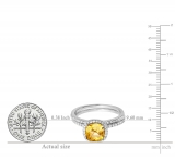 1.75 Carat (ctw) 10K White Gold Round Cut Citrine & White Diamond Ladies Bridal Halo Engagement Ring With Matching Band Set 1 3/4 CT